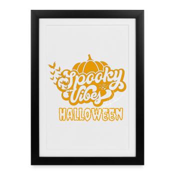 Spooky Vibes Halloween Pumpkin Bat Design - Framed poster (27 × 37 cm) - black - Front