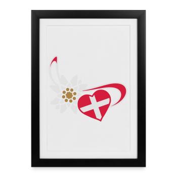 Drapeau de la Suisse en forme de cœur - Affiche encadrée (27 × 37 cm) - noir - Devant