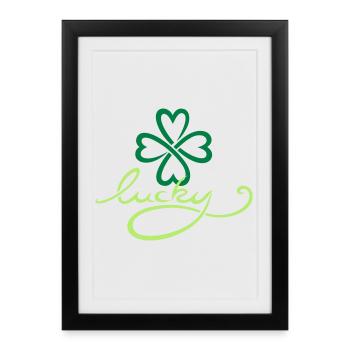 St Patrick's Day Lucky Yoga Wellness Tattoo - Framed poster (27 × 37 cm) - black - Front