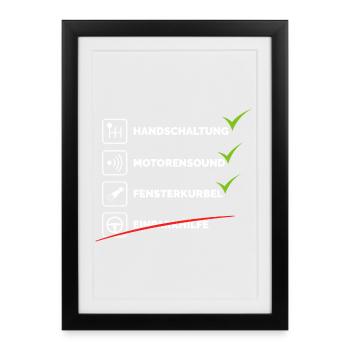 auto automobil oldtimer youngtimer Schaltung Autos - Gerahmtes Poster (27 × 37 cm) - Schwarz - Vorne