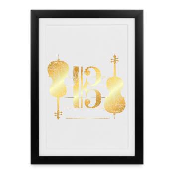 Tenor Clef & Cello (Golden Yellow) Cellist Cello - Framed poster (27 × 37 cm) - black - Front