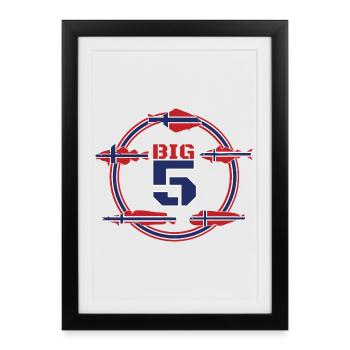 Norwegian Big 5 I Fishing Gift cod halibut - Framed poster (27 × 37 cm) - black - Front