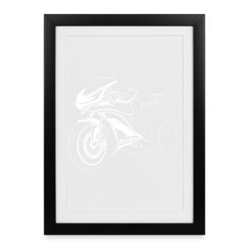 Icône d’illustration de course de motard de course de moto - Affiche encadrée (27 × 37 cm) - noir - Devant