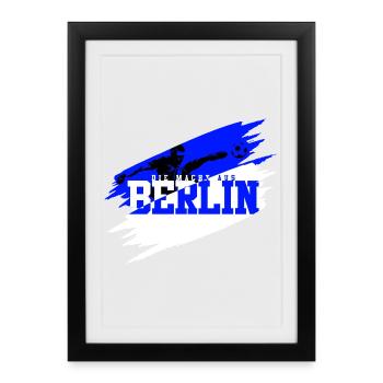 Berlin Soccer Charlottenburg Bleu Blanc - Affiche encadrée (27 × 37 cm) - noir - Devant