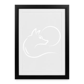 Loup à la pleine lune - Affiche encadrée (27 × 37 cm) - noir - Devant
