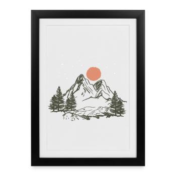 Mountain Nature Tents Camping stars forest gift - Framed poster (27 × 37 cm) - black - Front