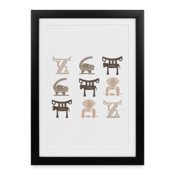 Art tribal africain abstrait - Affiche encadrée (27 × 37 cm) - noir - Devant