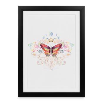papillon imaginatif avec couronne - Affiche encadrée (27 × 37 cm) - noir - Devant