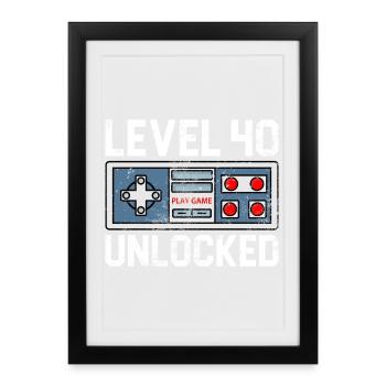 Level 40 Unlocked Retro Console - Framed poster (27 × 37 cm) - black - Front