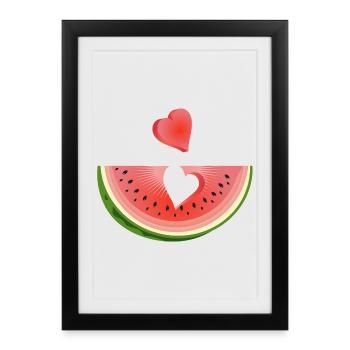 Piece of a watermelon with heart - Framed poster (27 × 37 cm) - black - Front