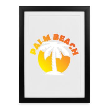 Palm Beach Palm Tree Sun Sunset Icon - Affiche encadrée (27 × 37 cm) - noir - Devant
