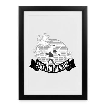 Beach party Dancing under palm trees Hibiscus - Framed poster (27 × 37 cm) - black - Front