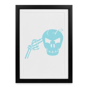 Coup de tête de crâne - Affiche encadrée (27 × 37 cm) - noir - Devant