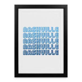 Typographie de Nashville, Tennessee - Affiche encadrée (27 × 37 cm) - noir - Devant
