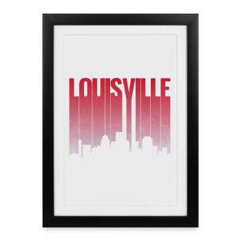 Silhouette en dégradé de la Skyline de Louisville - Affiche encadrée (27 × 37 cm) - noir - Devant