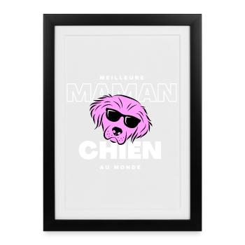 Maman Chien au Monde Rose - Affiche encadrée (27 × 37 cm) - noir - Devant