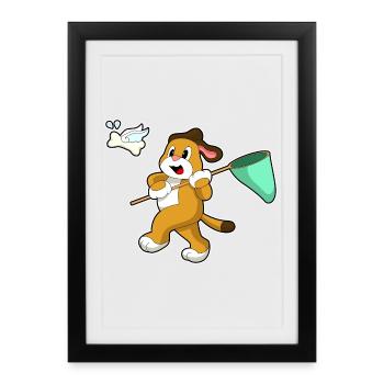 Pêche au filet de débarquement Dog Angler - Affiche encadrée (27 × 37 cm) - noir - Devant
