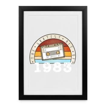 Succès le plus grat de 1983 - Cadeau des années 40 40e anniversaire - Affiche encadrée (27 × 37 cm) - noir - Devant