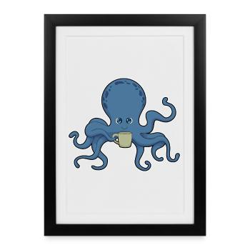 Chope pieuvre - Affiche encadrée (27 × 37 cm) - noir - Devant
