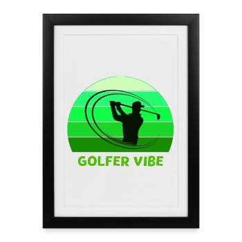 golf, golfeur, fan de golf - Affiche encadrée (27 × 37 cm) - noir - Devant