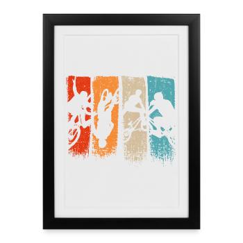 Five-Panel Action Silhouettes - Framed poster (27 × 37 cm) - black - Front