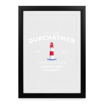Flensburger Förde, Leuchtturm Falshöft, Durchatmen - Gerahmtes Poster (27 × 37 cm) - Schwarz - Vorne