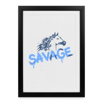 Conception de graffiti de cheval sauvage - Affiche encadrée (27 × 37 cm) - noir - Devant