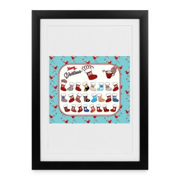 Calendrier de l'Avent décos de Noel - Affiche encadrée (27 × 37 cm) - noir - Devant