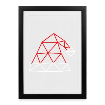 Chapeau de Noël - Lignes géométriques - Affiche encadrée (27 × 37 cm) - noir - Devant