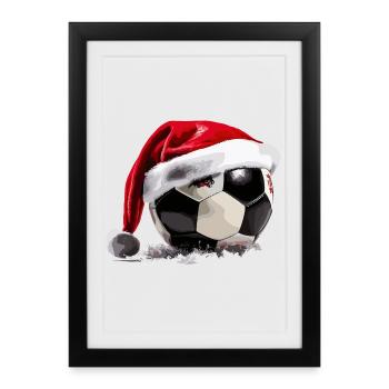 Soccer Christmas Santa Hat Ball - Framed poster (27 × 37 cm) - black - Front