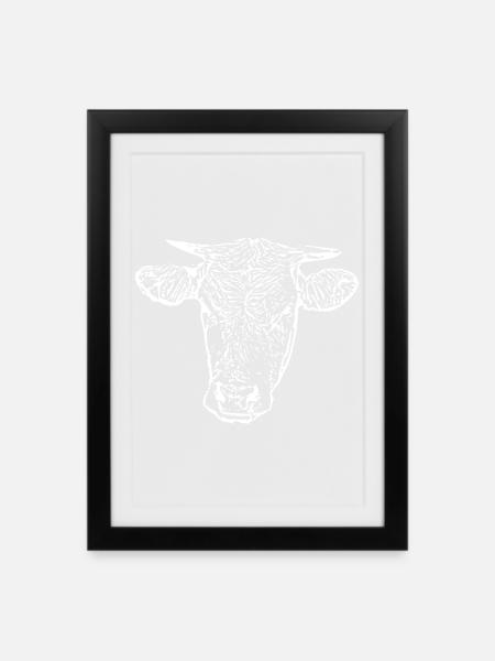 Personalisiertes Kuh-T-Shirt Geschenk für Bauern  - Gerahmtes Poster (27 × 37 cm) - Schwarz