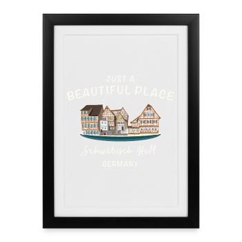 Schwäbisch Hall, Southern Germany, Drawing - Framed poster (27 × 37 cm) - black - Front