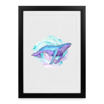 Humpback Whale Watercolor - Framed poster (27 × 37 cm) - black - Front
