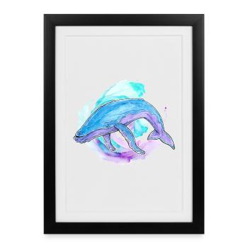 Humpback Whale Watercolor - Framed poster (27 × 37 cm) - black - Front