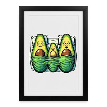 Maman de la famille de l’avocat, papa, enfant dormant dans le lit - Affiche encadrée (27 × 37 cm) - noir - Devant