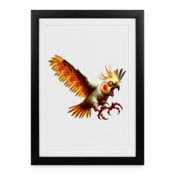 Oiseau maléfique - Calopsitte (14) - Affiche encadrée (27 × 37 cm) - noir - Devant