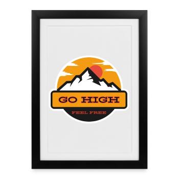 Go High Mountain Sun Motif - Framed poster (27 × 37 cm) - black - Front