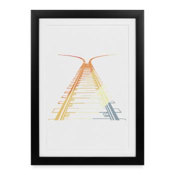 Chemin de fer Vintage Look - Affiche encadrée (27 × 37 cm) - noir - Devant