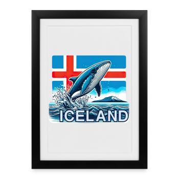 Islande Islande 10 - Affiche encadrée (27 × 37 cm) - noir - Devant