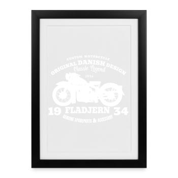 Moto danoise Nimbus 1934 - Affiche encadrée (27 × 37 cm) - noir - Devant
