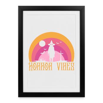 Horror Vibes Witch Silhouette Sunset - Framed poster (27 × 37 cm) - black - Front