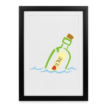 Une bouteille à la mer - Affiche encadrée (27 × 37 cm) - noir - Devant