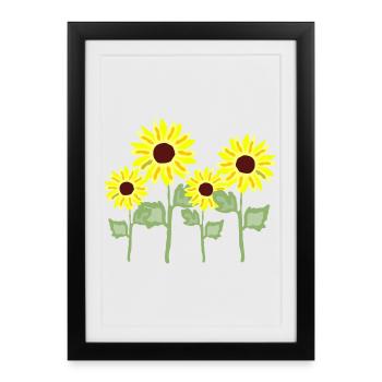 Bouquet de tournesol colorant jaune - Affiche encadrée (27 × 37 cm) - noir - Devant
