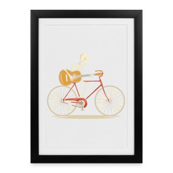 Skeleton Bike Guitare Jam Halloween - Affiche encadrée (27 × 37 cm) - noir - Devant