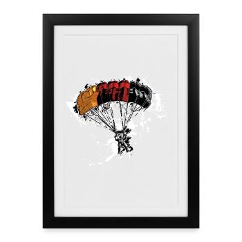 Parachutiste - Affiche encadrée (27 × 37 cm) - noir - Devant