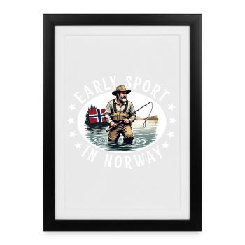 Fishing in Norway - Framed poster (27 × 37 cm) - black - Front