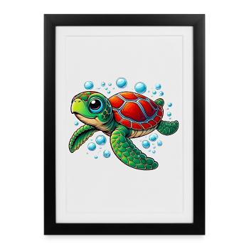 Tortue - Affiche encadrée (27 × 37 cm) - noir - Devant