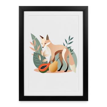 Elegant fox with tropical fruits - Framed poster (27 × 37 cm) - black - Front