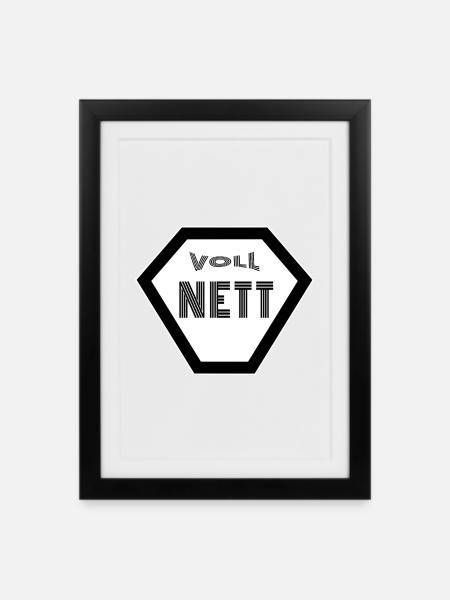 Voll Nett netter Typ super Nerd Gamer - Gerahmtes Poster (27 × 37 cm) - Schwarz
