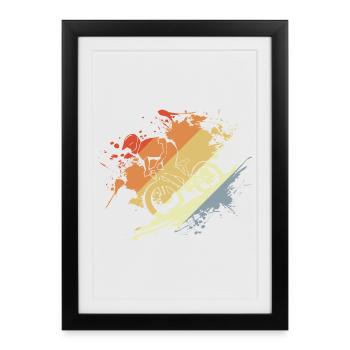 Mountain Biking Sketch Retro - Framed poster (27 × 37 cm) - black - Front